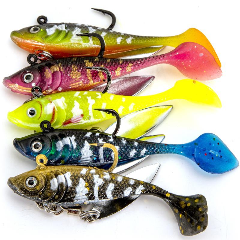 6cm Sinking T-tail Soft Bait Lure with Sequins - Bionic Fish Shape Lead Head