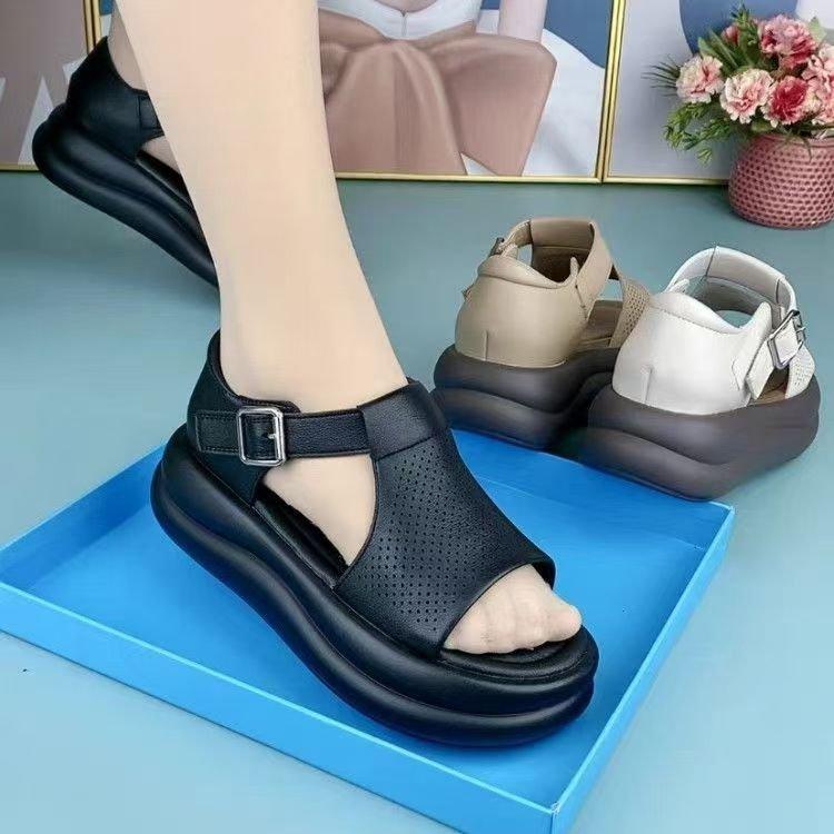 

Взрывающийся маффин на толстой подошве летняя верхняя одежда модные универсальные сандалии-дутики с рыбьим носком для женщин 40 чёрный