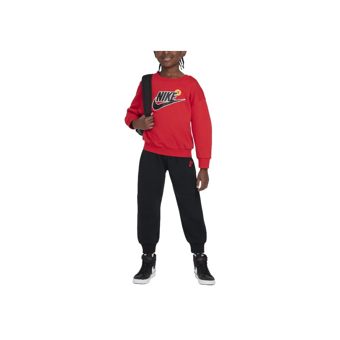 

Nike Casual Sportswear Crew Neck Pullover Letter Comfort Kids Sportswear Red Black IH0977-010 S