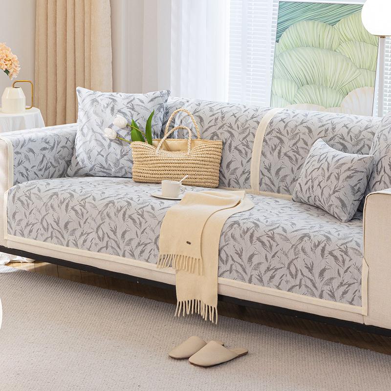 Modern Vertical Stripes Sofa Cover Solid Color Couch Cover for Living Room Nordic Soft Chenille Non-slip Sofa Towel Combination