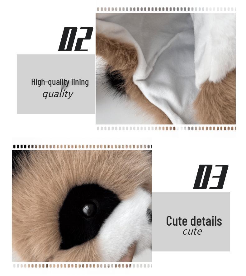 Módní zimní panda klobouk s klapkami na uši z umělé liščí kožešiny pro dospělé a děti