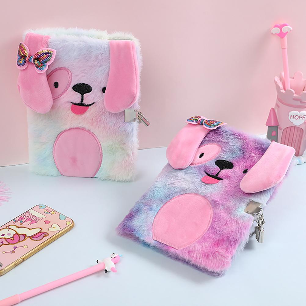 Cuaderno de Peluche de Animales con Candado Diario de Dibujos Animados 3D Cuaderno Lindo