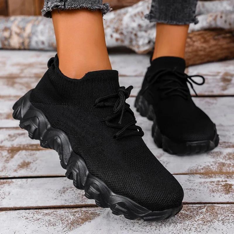 Women Sneakers Lightweight Casual Shoes Lace Up Low Top Solid Color Sneakers Women Round Toe Summer Sport Platform Shoes Women