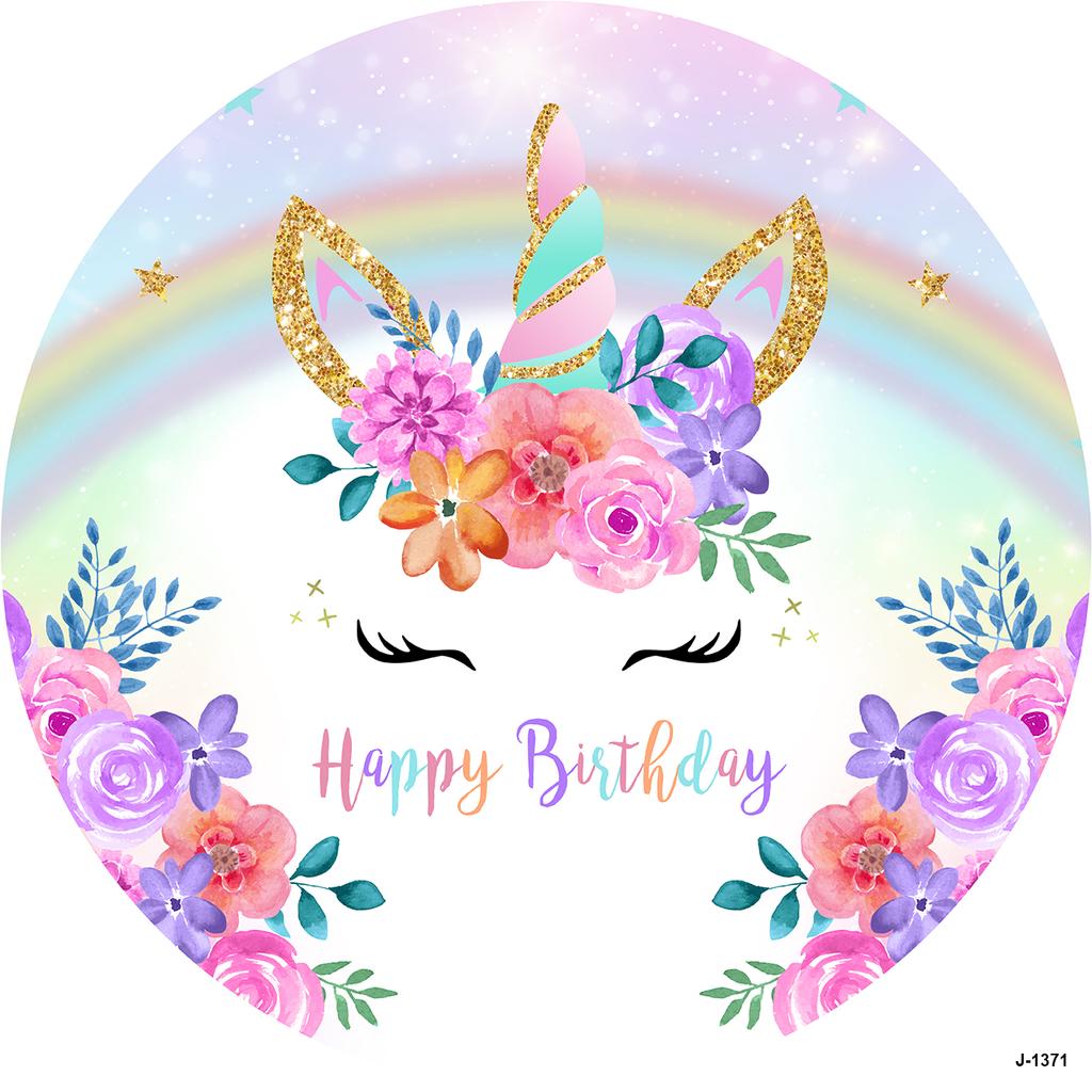 Unicorn Background Cloth Colorful Birthday Decoration Circular Backdrops Kids' Favorite Party Supplies Baptism Decoration Cloth