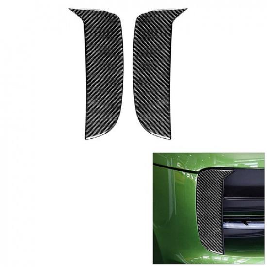 2X Carbon Fiber Exterior Front Fog Light Strip Trim For Porsche Macan -