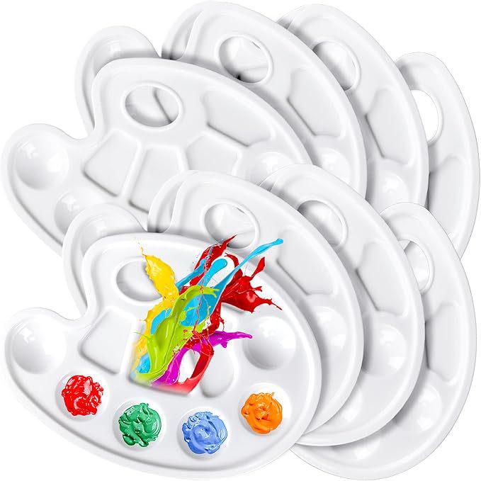 "Children's White Plastic Painting Palette: Plum-Shaped Acrylic & Watercolor Tray"