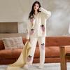 Half Fleece Pajamas Women'S Autumn And Winter Models, Winter Fleece Thickened Warm Coral Fleece Loungewear Strawberry Set