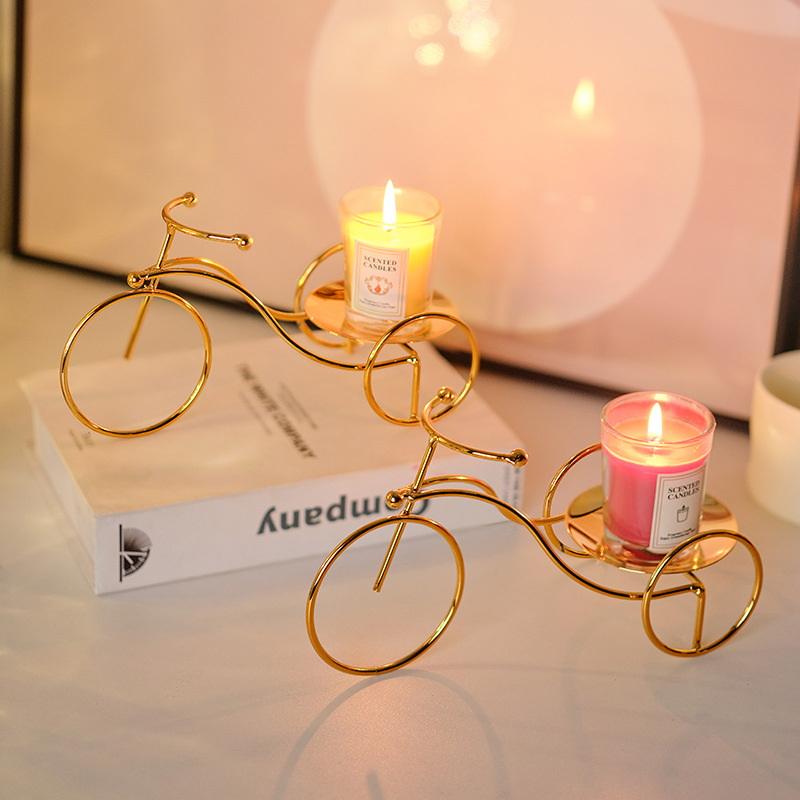 Romantic Tricycle Candle Holder Home Decorations Golden Candlestick Stand Candlelight Dinner Props Room Table Decoration