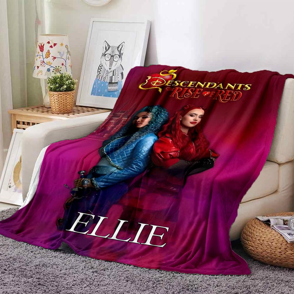 Customiz Name Personality Descendants The Rise of Red Blanket Soft &Warm Sofa Office Bed Travel Lunch Break Blanket, Gift Suitable All Seasons