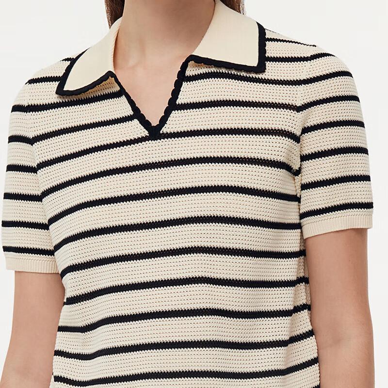 GOELIA Spring Tencel Lapel Striped Pullover