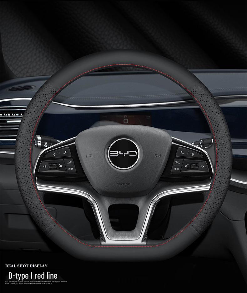 Genuine Leather Steering Wheel Cover for BYD Han, Yuan, Song Pro, Qin Plus/DMI, Han EV, Song Max