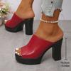 Fashion Women's Chunky High Heel Mules Fish Mouth Slip-On Platform Sandals Women Summer 2025 Fashion PU Leather Outdoor Sandalias Mujer