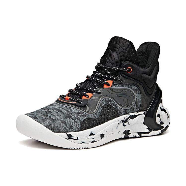 Anta The Dagger 4 Abrasion Resistant Breathable Mid Top Basketball Shoes Black Gray White 112041612-2