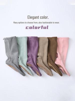 Children's Non-Slip Ballet Warm-Up Shoes with Fleece Lining, Soft Sole Cotton Sock Boots for Winter Dance Practice
