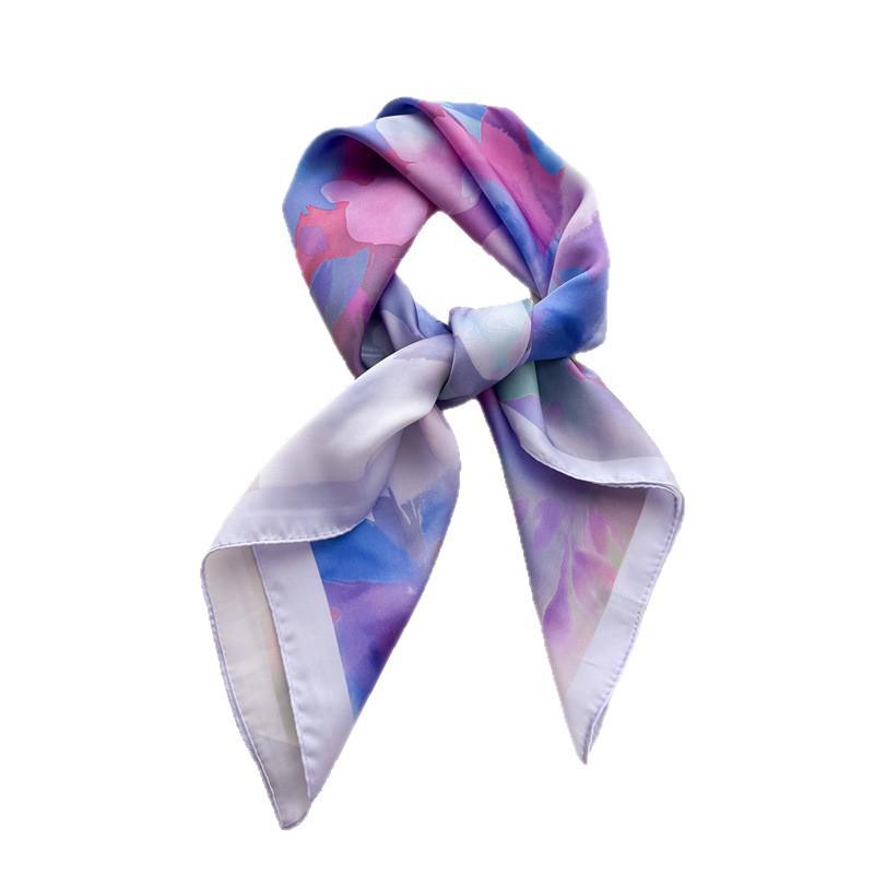 Atmospheric Wear Simulation Silk Printed Silk Scarf Small Square Scarf Premium Shawl Sunscreen Neck Scarf Headscarf Scarf