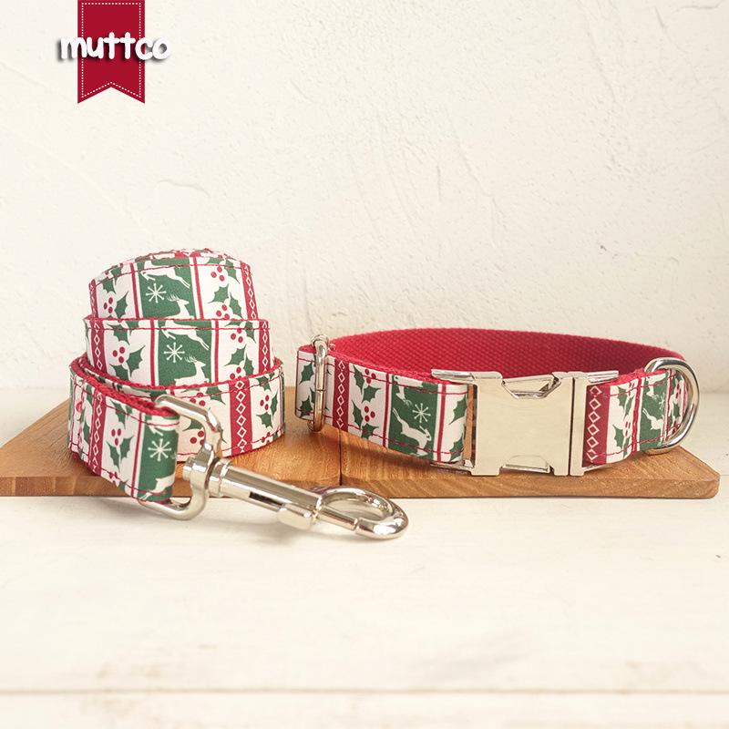 MUTTCO Customizable Pet Collar & Leash Set with Thickened Traction Rope UDC-094 Medium