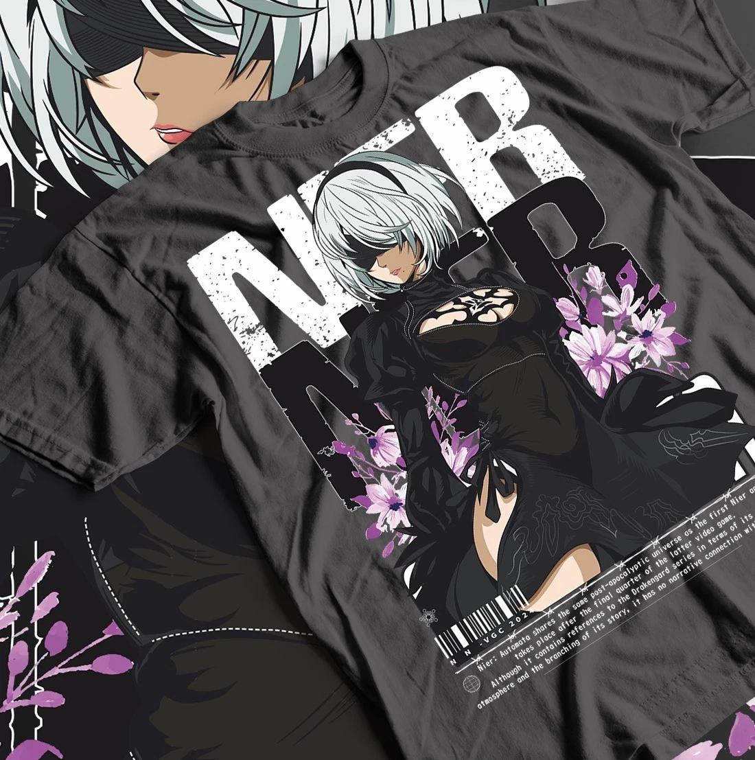 Футболка Nier Automata YoRHa 2A Аниме Вайфу Девушка, Футболка Киберпанк Все Размеры 2XL