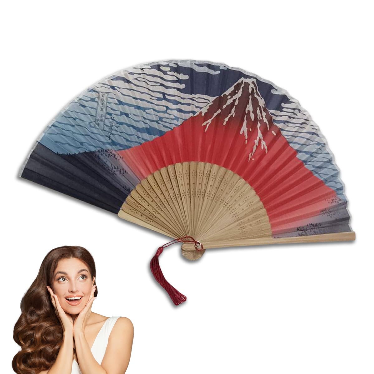 

MMmall Japanese souvenirs that foreigners will Folding fan with traditional Japanese featuring the Views of Mount Fuji Clear love pattern, Thirty-Six