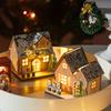 Wooden House Led Night Lights Winte Snow House Miniature Lamp Christmas Festive Atmosphere Decorative Tabletop Ornaments