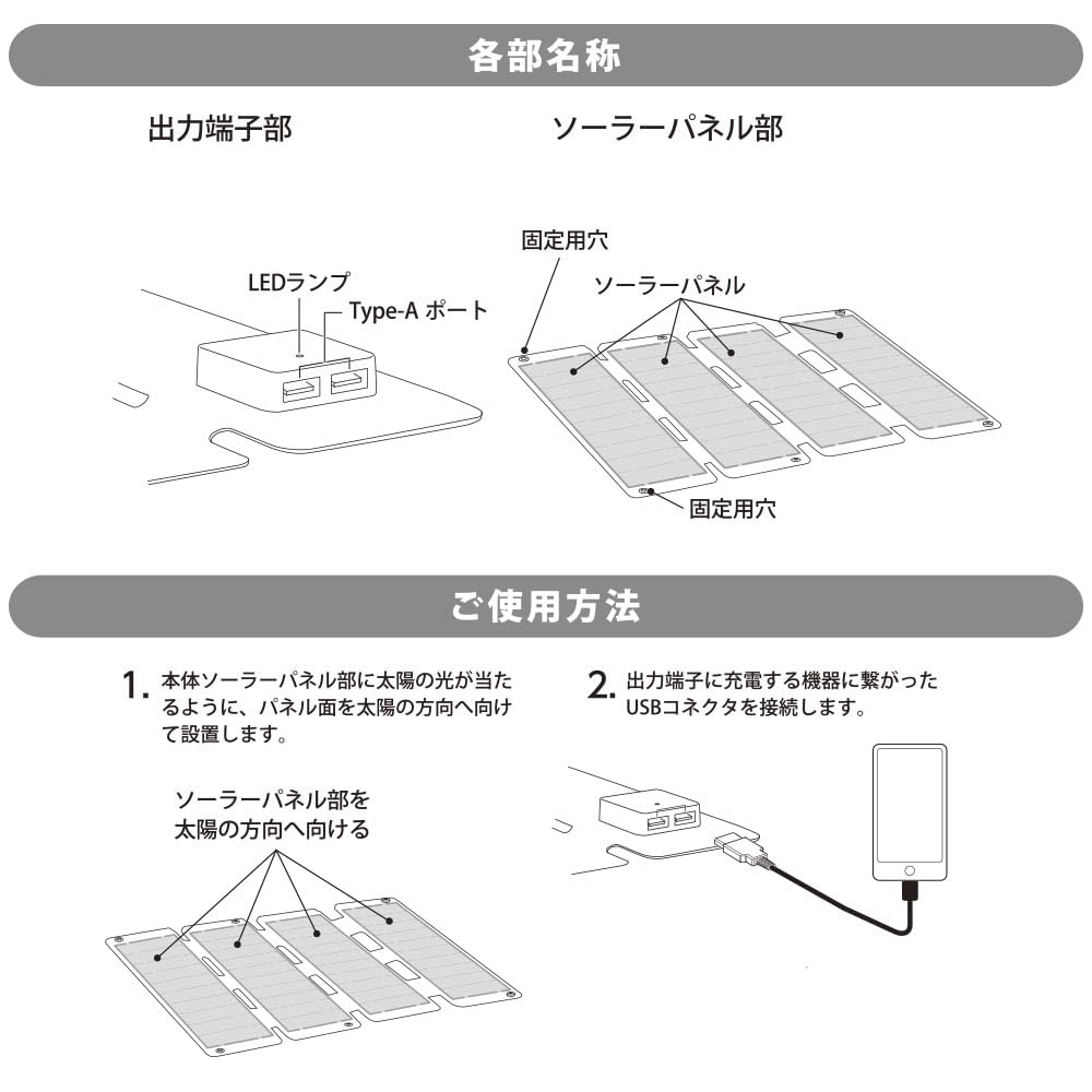 OHM Solar Charger, Foldable Solar Panel Charger, 14W with USB-A Port, IP65 Waterproof, BT-JS14AA1 (Product Code: 05-1174)