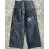 Jeans da Uomo Vestibilità Rilassata Y2K Harajuku Hip Hop Vintage Lavati Denim Gamba Dritta Pantaloni Casual