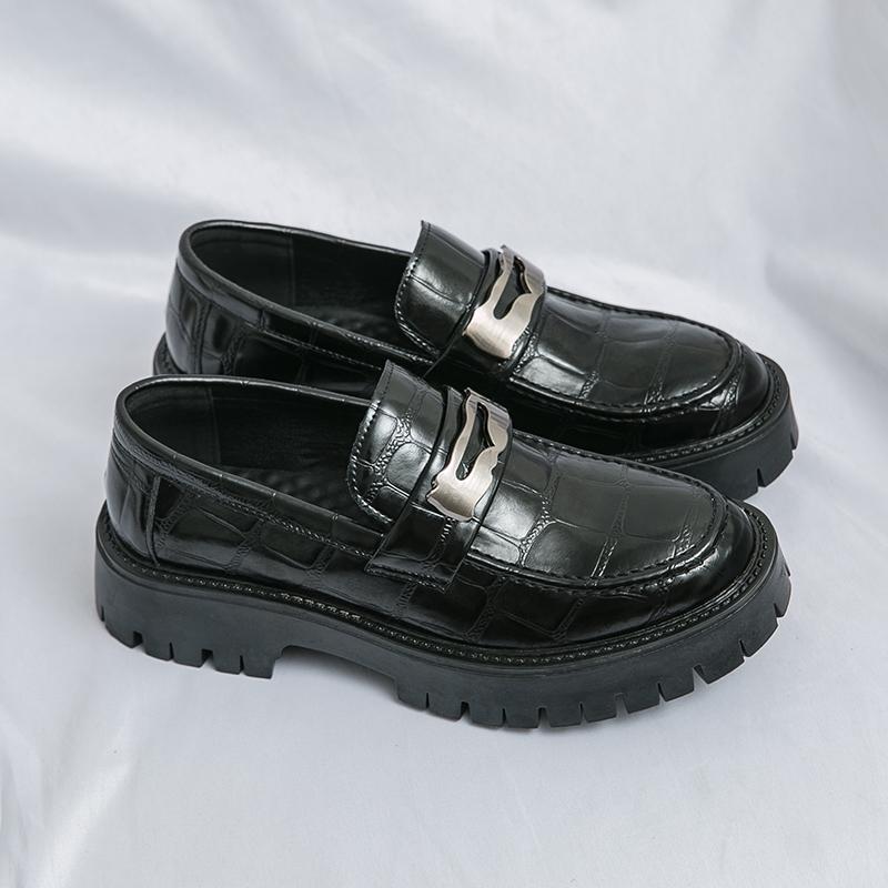 Fashion Brand Design Thick Soled Men Leather Loafers Shoes Men Fashion Slip-on Casual Men Korean Style Business Social Party Dress Shoes
