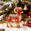 2D Acrylic Goat Christmas Tree Pendants Cute Animal Sheep Hanging Ornaments For Xmas Tree Decor Party Supplies  Year Gifts