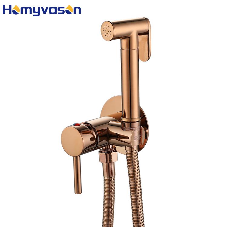 Hot Selling Rose Gold Bidet Sprayer Matte Black Hot and Cold Water Handheld Bidet Set