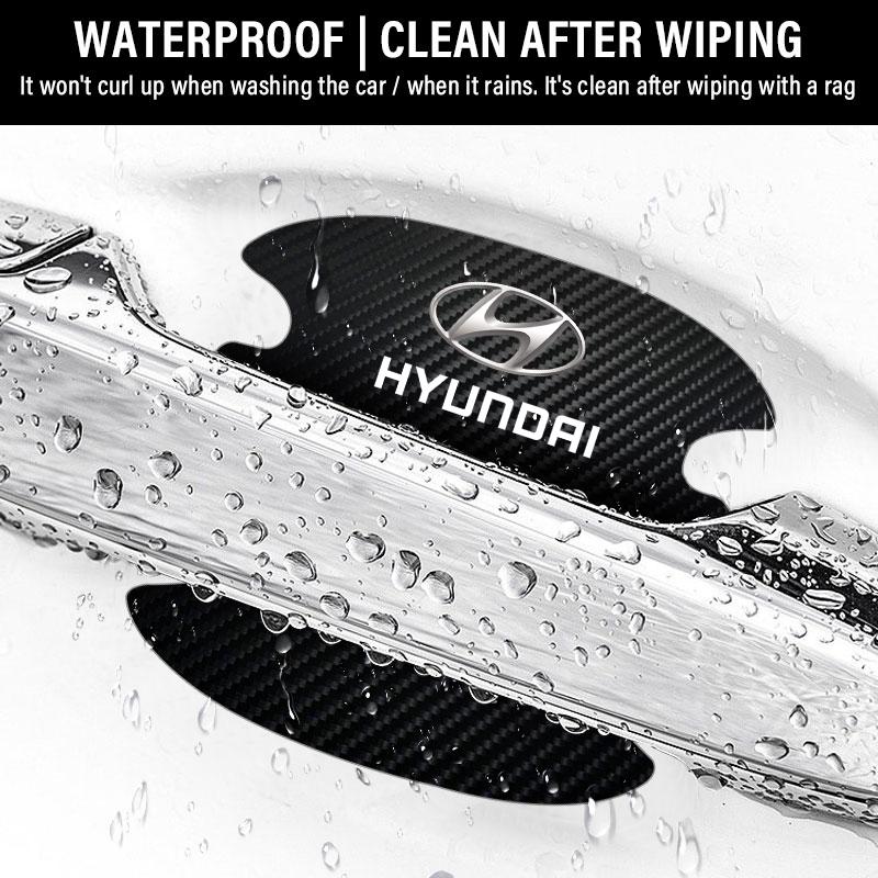 4PCS Car Door Handle Protection Sticker Emblem Car Decoration Styling For Hyundai I30 Tucson Veloster Kona I10 I35 Elantra Santa Fe Gadget