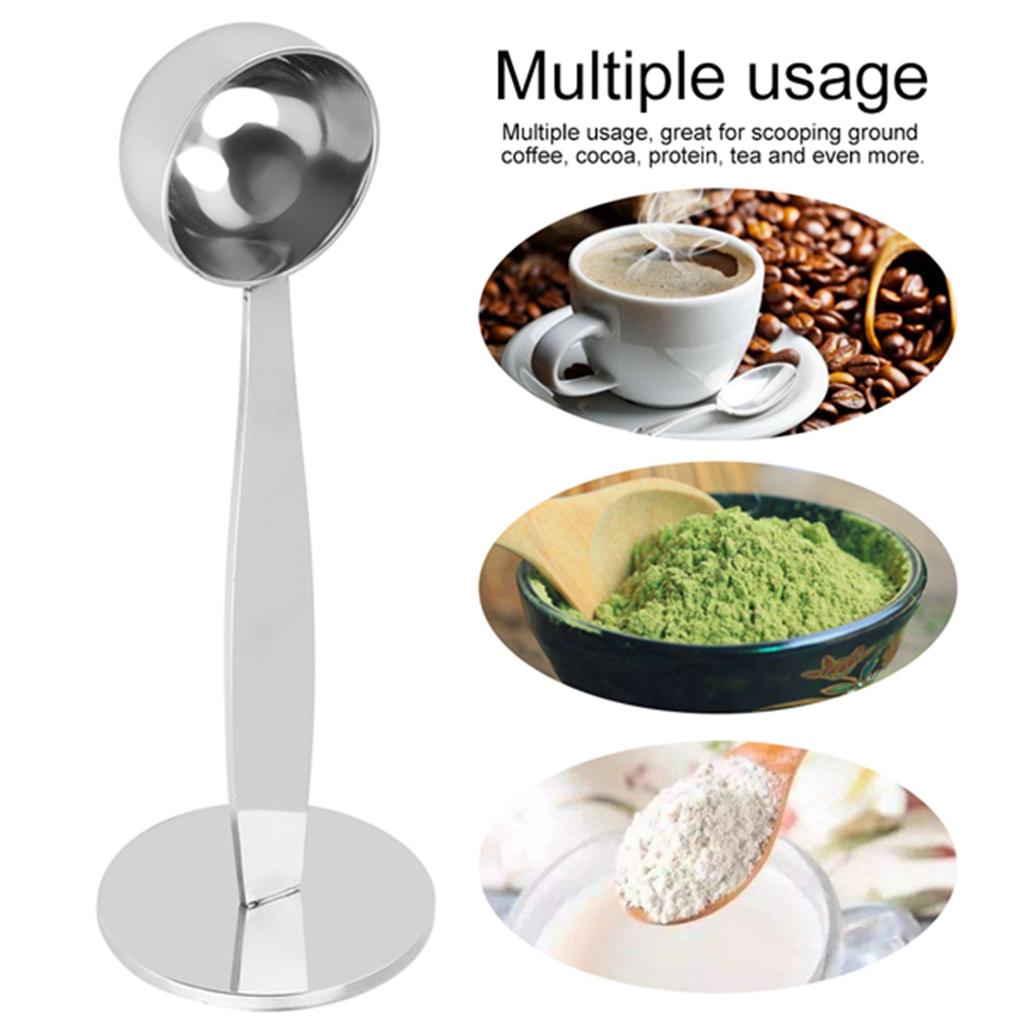 1PC Dual Purpose Stainless Steel Coffee Spoon Measuring Scoop Tamping Tool for Coffee Beans Grounds Home Barista