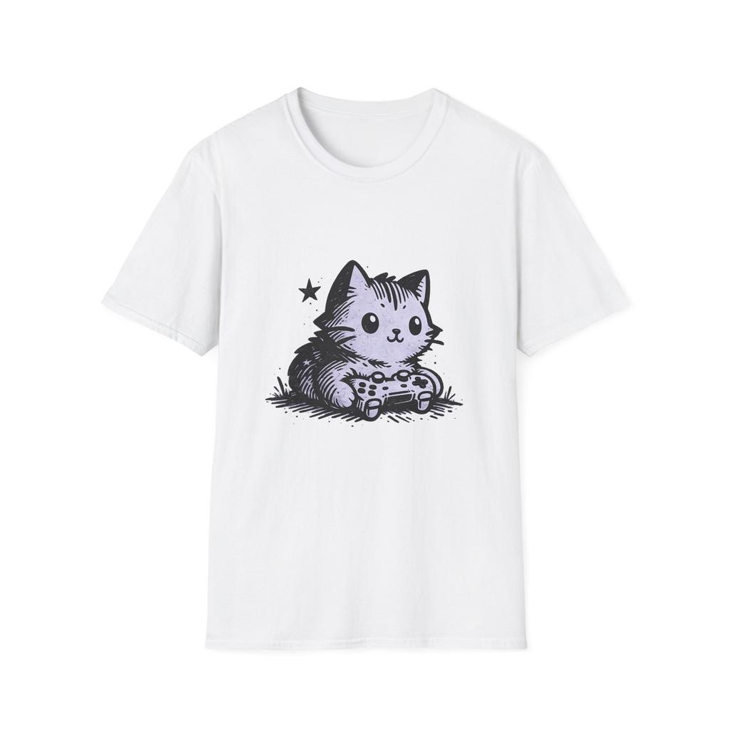 Cute Cat Gamer T-Shirt | Kawaii Kitten Controller