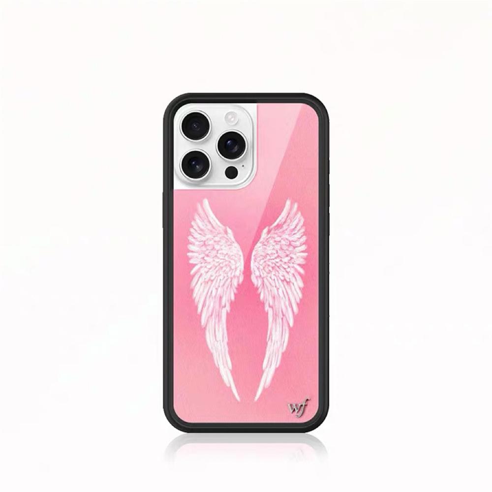 Neue Wildblumen-Engelsflügel-Handyhülle für iPhone 17Pro 12 13 14 15 16 Pro Max Plus Ich liebe mich Anrufgeschichte Kaninchen INS Cartoon-Abdeckung for iphone 13 Pro pink