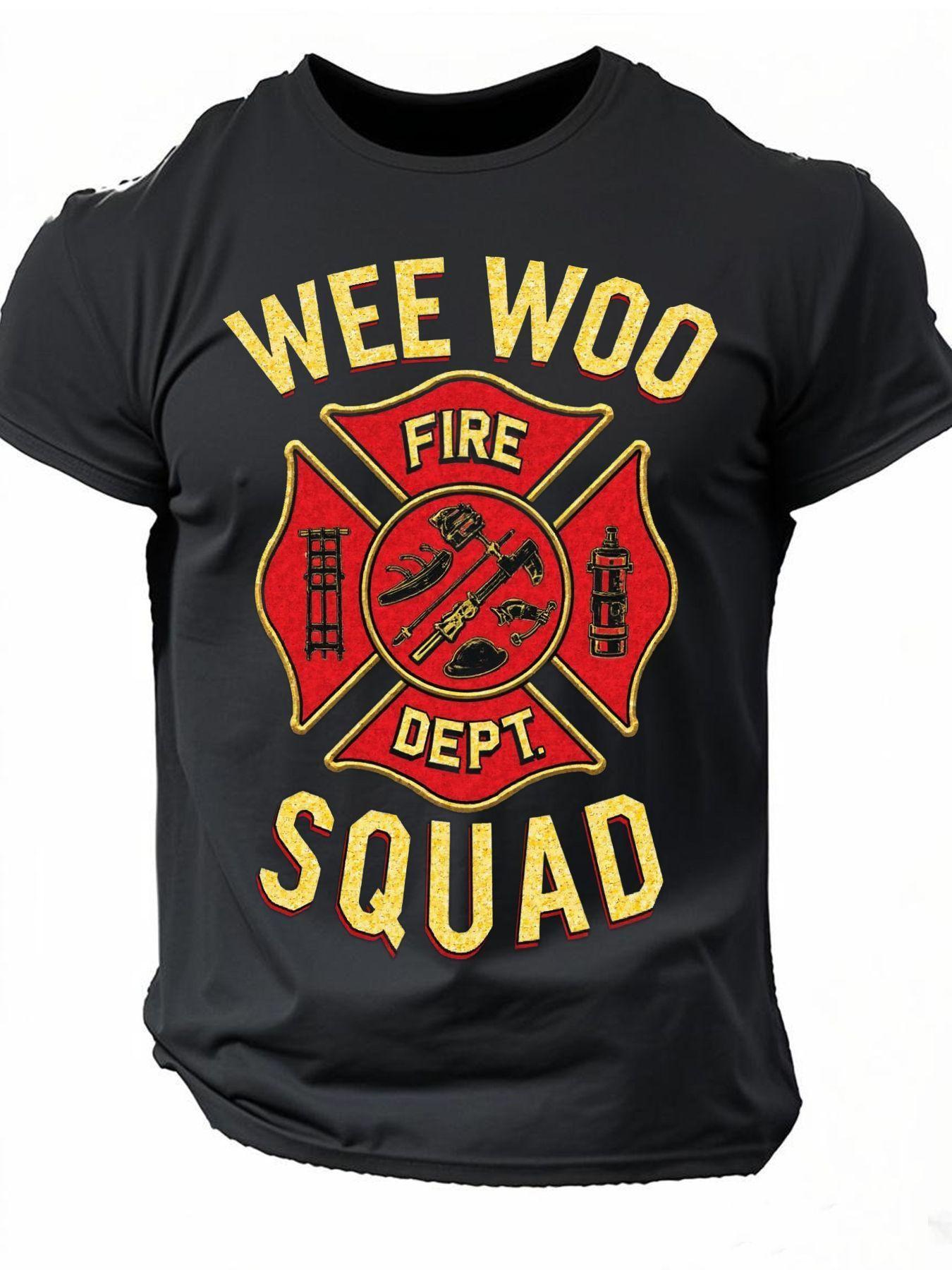 Wee Woo Fire Squad Graphic TShirt Bold Firefighter Design Comfortable Cotton Crew Neck Tee Durable and Stylish for Everyday S