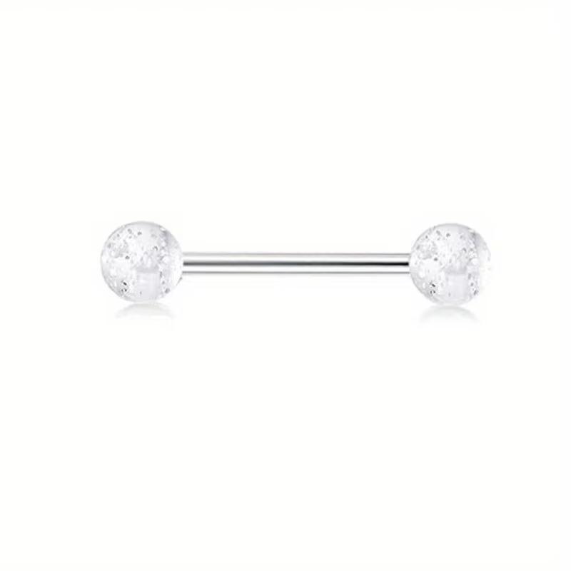 Bobisty 1pc 14G Nipple Rings 316L Surgical Steel Heart CZ Tongue Barbell Body Piercing Ring