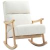 Rocking Chair, Velvet-Look Fabric Cover, Ergonomic Backrest, 120 Kg Load Capacity, 65W X 90D X 98H Cm, Cream White