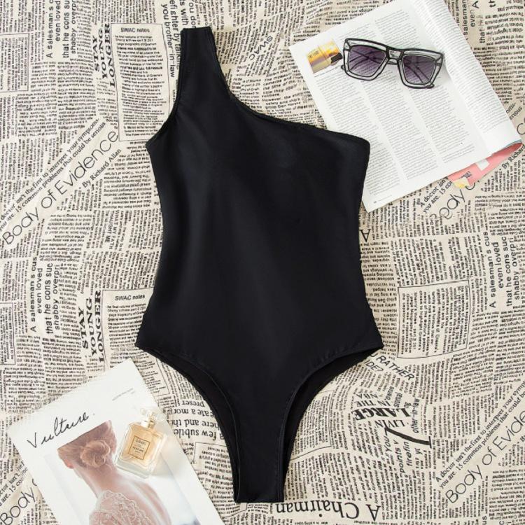 Swimsuit 1011 New European and American Shoulder One-piece Swimsuit Women's Hot Spring Conservative Beach Bikini