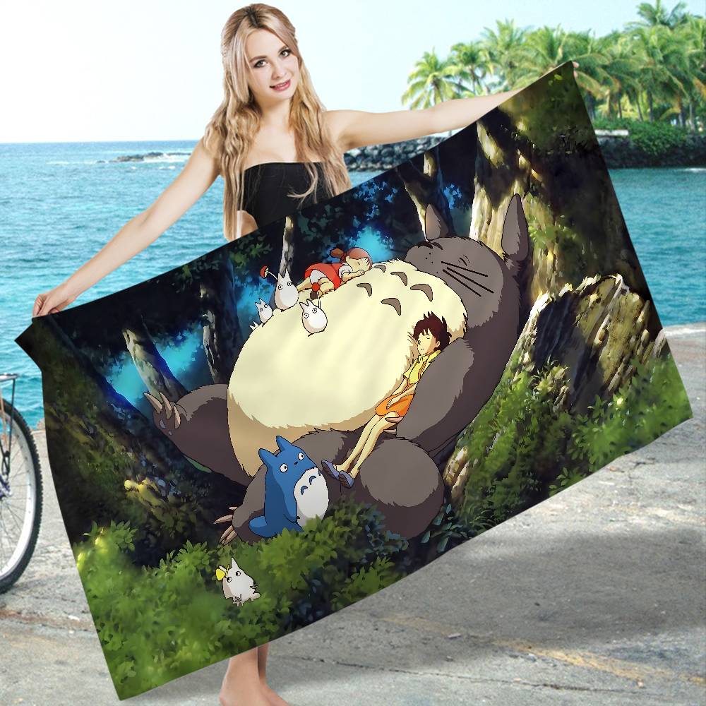 Kreslený T-Totoro Mikrovlákno Tištěný Plážový Ručník Horolezectví Jóga Pláž Koupání Běh Absorpční Měkký Ručník