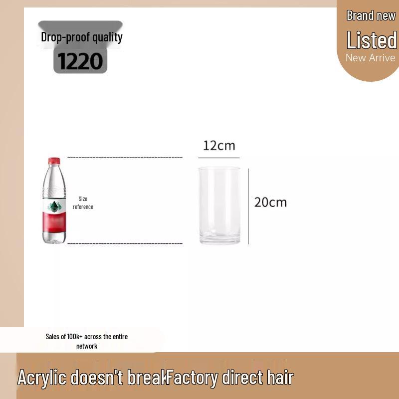 Acrylic Transparent Vase for Flower Arrangements and Lucky Bamboo - Large Straight Cylinder Design