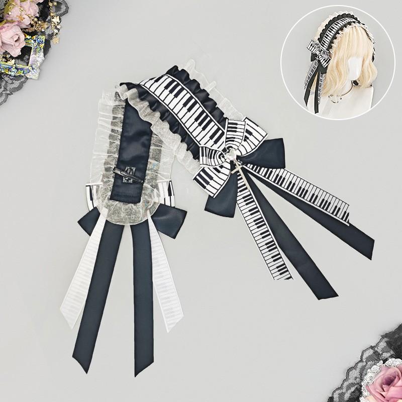 Y2K Sweet Style Wide Headband Cosplay Anime Girl Lolita Outfit With Lace Bow Hair Accessory