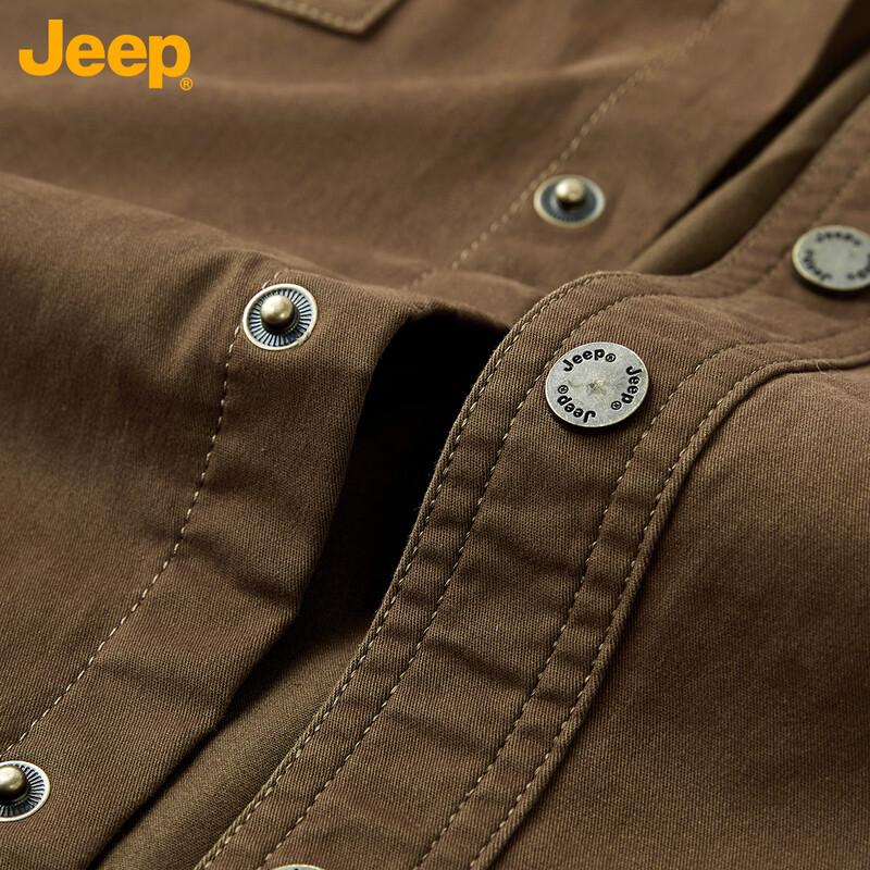 JEEP Men's Washed Cotton Long Sleeve Work Shirt