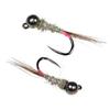 Bimoo 6pcs Black Tungsten Head Fluorescent Orange Pink Green Jig Fly Euro Nymph Perdigon Nymphs Fast Sinking Trout Fishing Lure