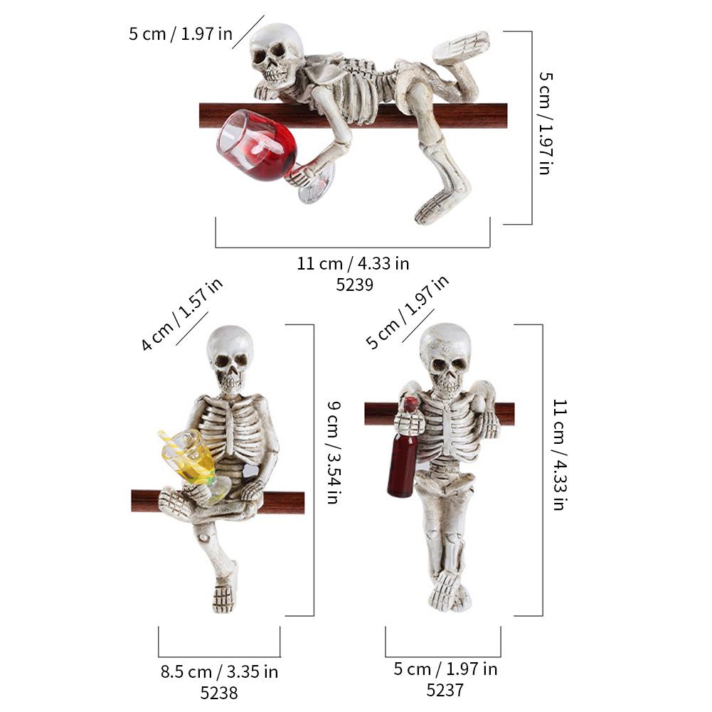 Garden Bar Halloween Skeleton Figurine 3D Skull Figurine Resin Skeleton Statue Creative Modern Art Statue Study Desk Ornament