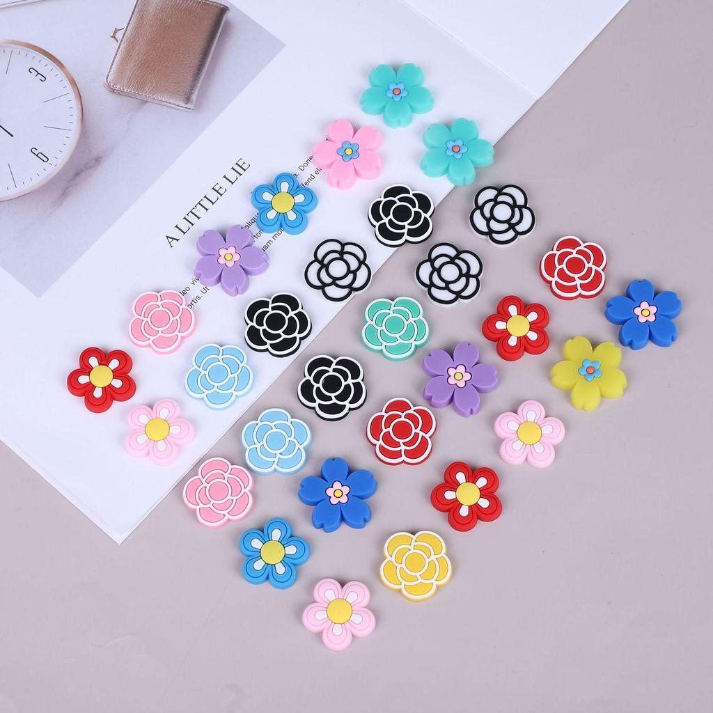 PVC Soft Rubber Hair Clips: DIY Cartoon Flower Series - Cherry Blossom & Camellia