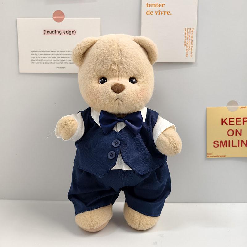 Medium Bear Outfit - Blue Pink Striped Carrot Overalls Set
