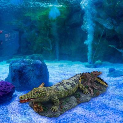 Aquarium Crocodile Air Stone Fish Tank Bubbler Decoration Figurine Resin Multifunction