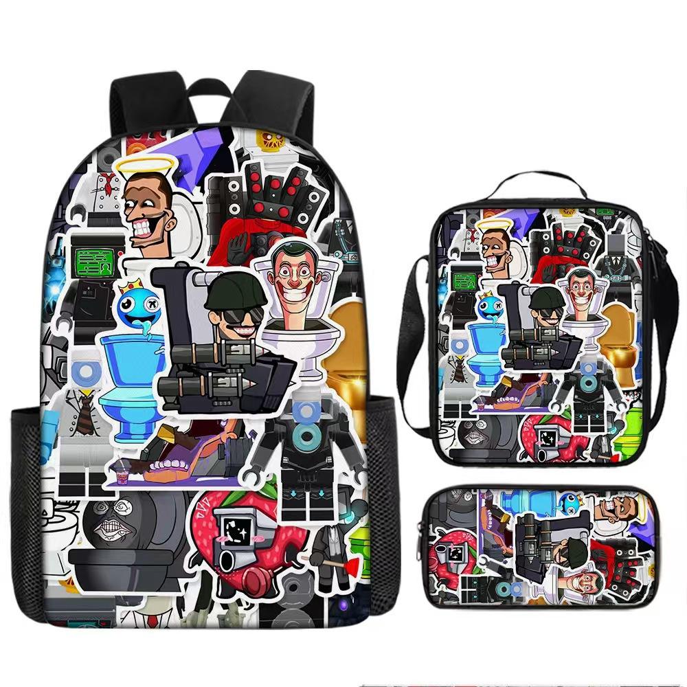 Dreiteiliges Kinder-Federmäppchen Cartoon-Animation Picknicktasche Leichte Spritzwassergeschützte Schultasche