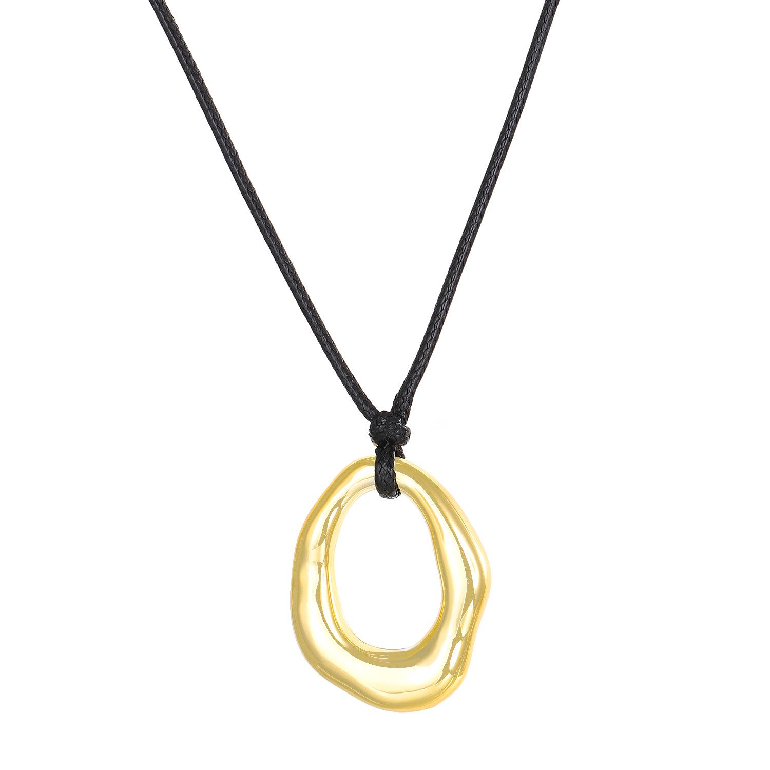 Сладкое и крутое полое ожерелье с подвеской в виде сердца и геометрической цепочкой из вощеного шнура