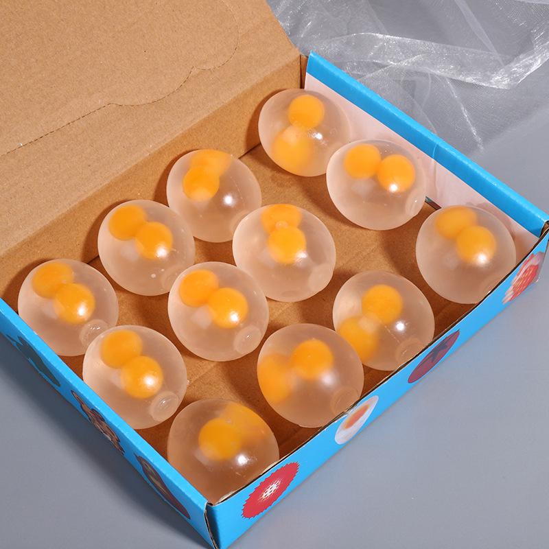 Double Yolk Stress Ball: Creative Decompression Squeeze Toy for Interactive Stress Relief and Hand Therapy. 55*50 прозрачный