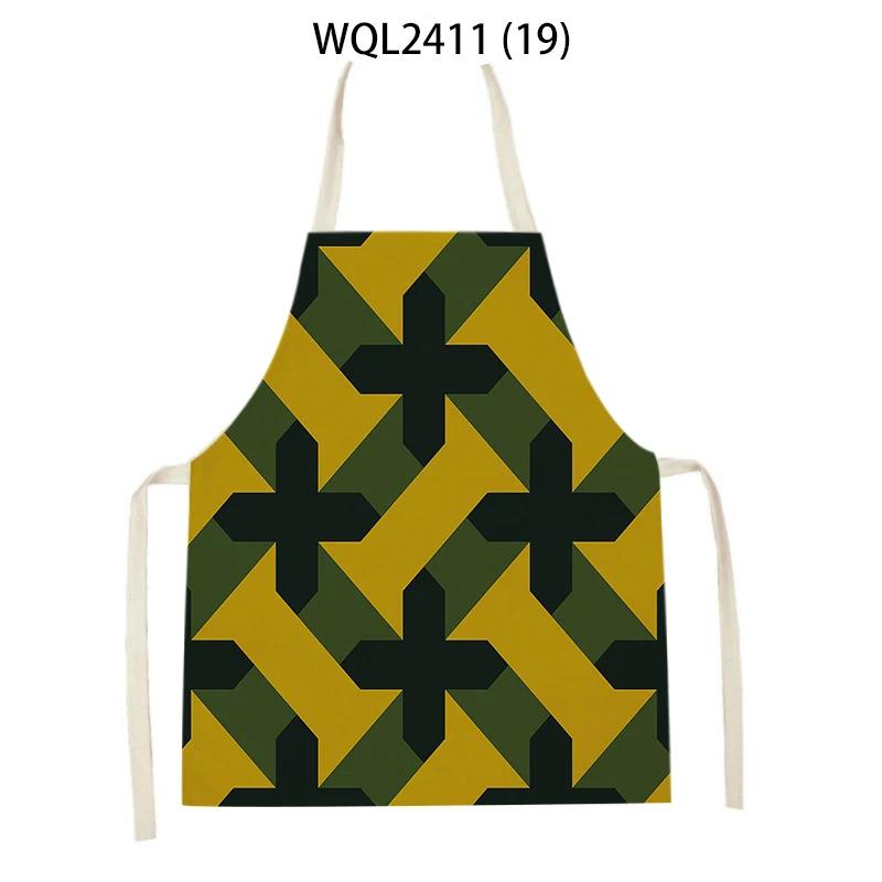 Geometry Stripe Triangles Pattern Kitchen Apron for Women Linen Bibs House Cleaning Pinafore Home Cooking Apron Accessories