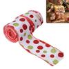 5Yards Round Dot Burlap Ribbon With Wire Edges For Christmas Tree Decorations Crafts Gift Wrapping